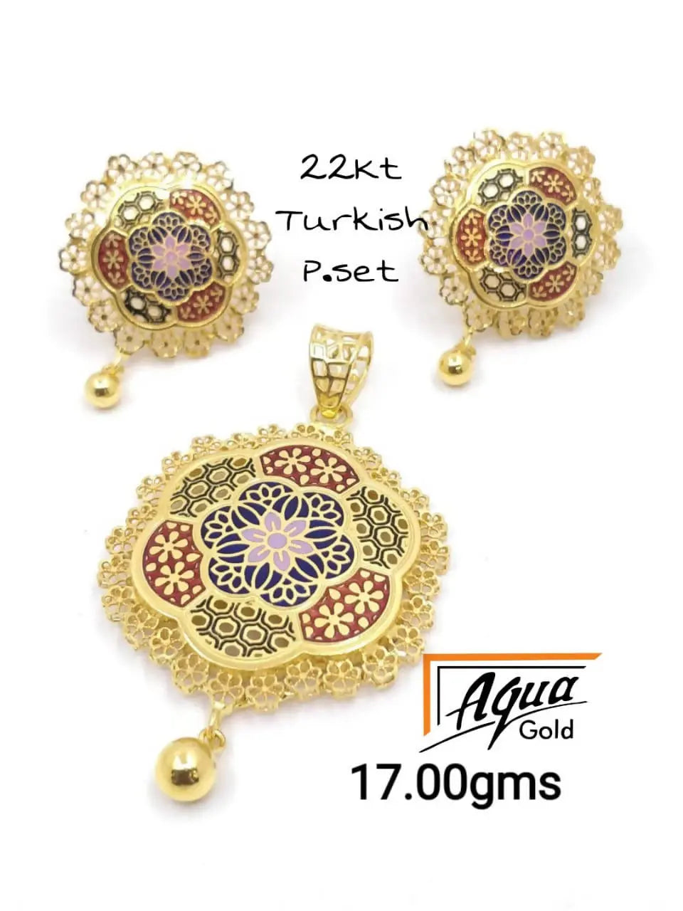 Turkish Enamel Pendant Set Sarafa Bazar India