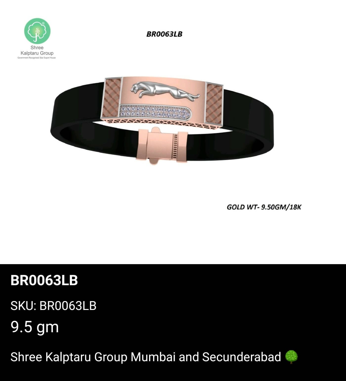 Rose Gold Gents Bracelet Sarafa Bazar India