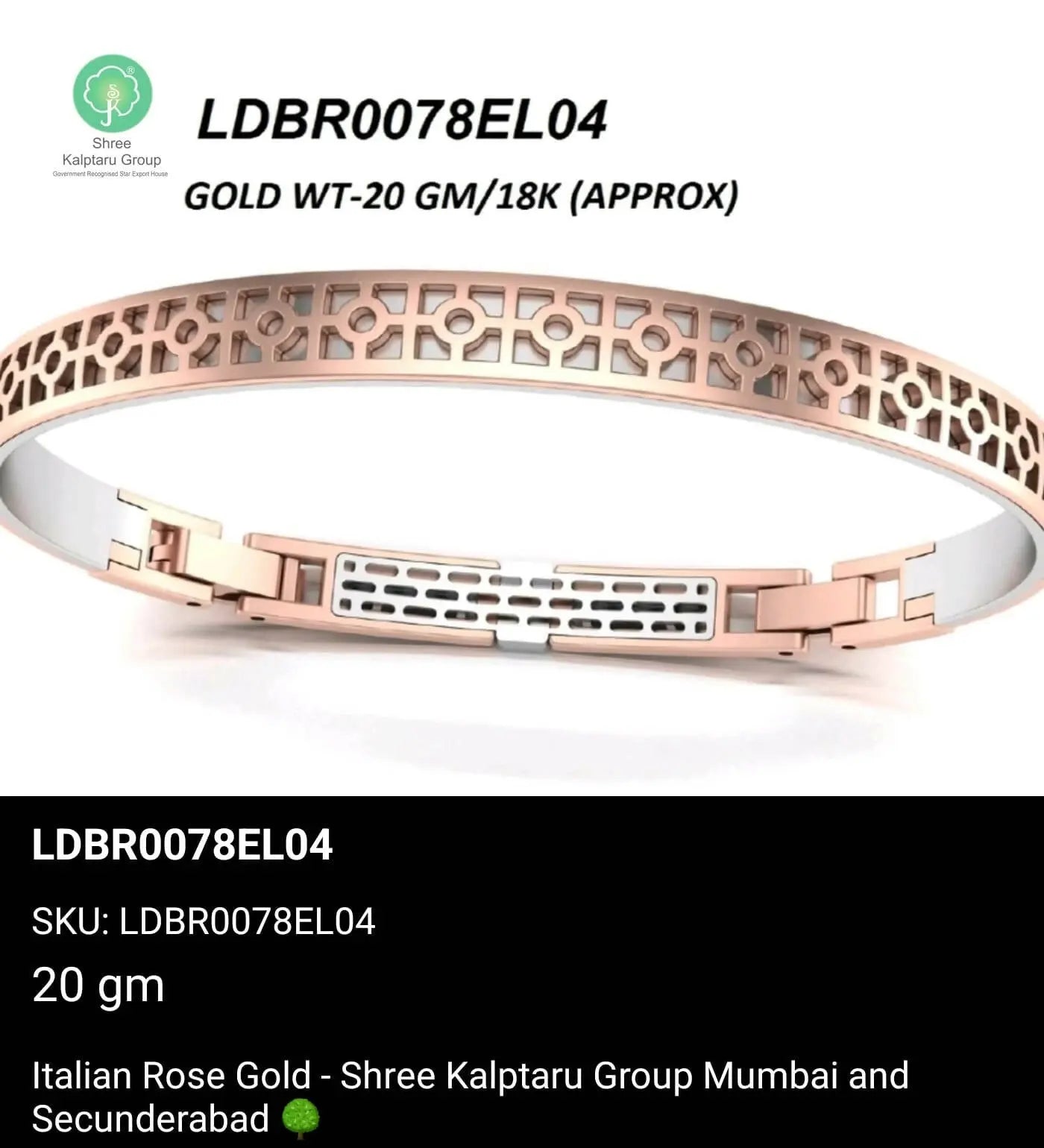 Italian Rose Gold Gents Bracelet Sarafa Bazar India