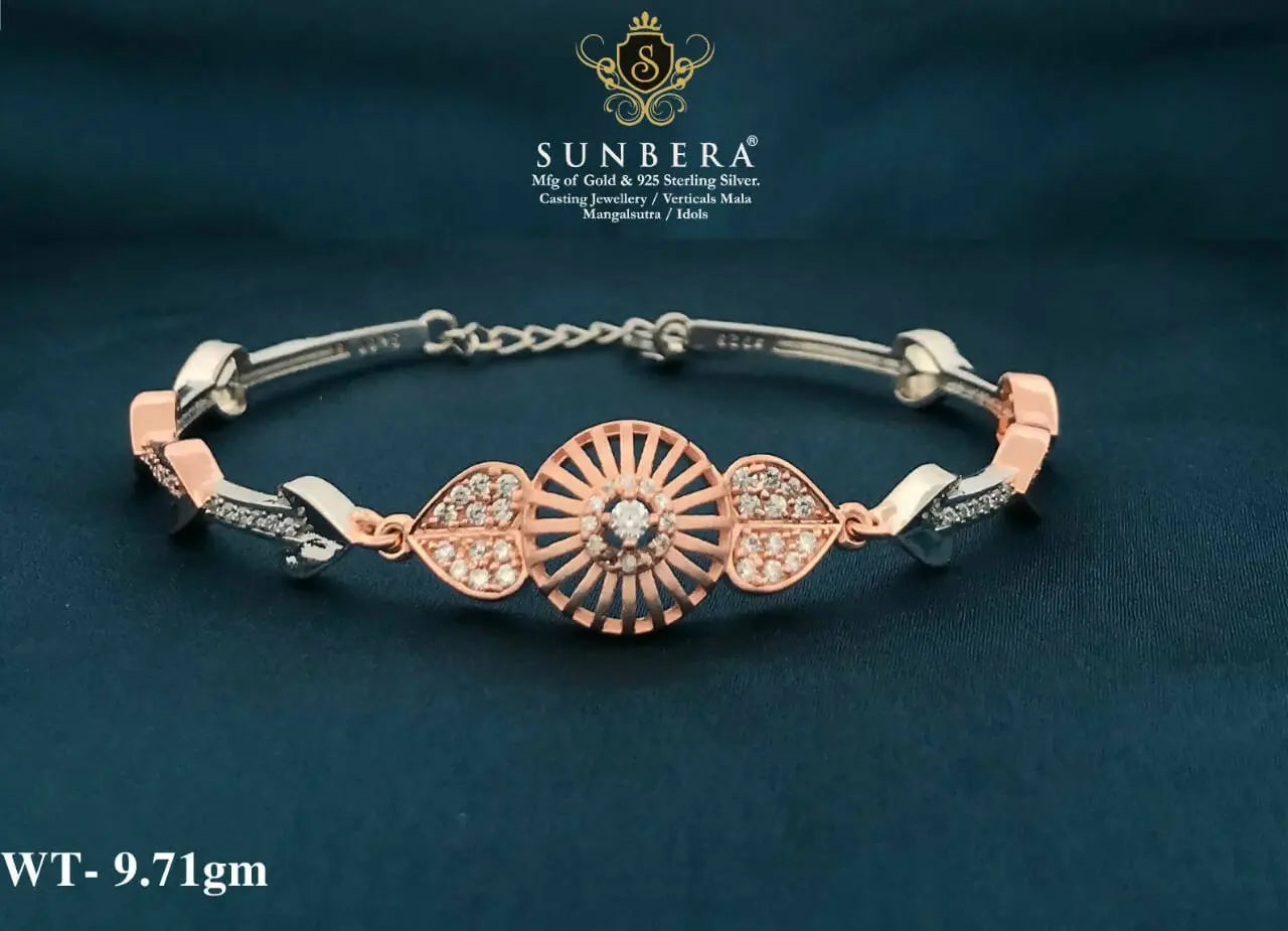 925 Silver Rose Gold Ladies Barcelet Sarafa Bazar India