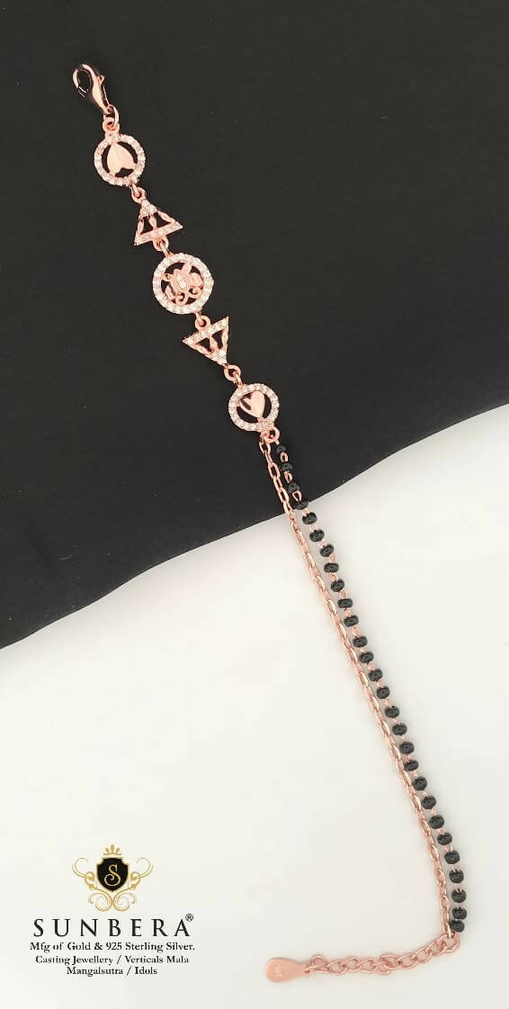 925 Silver Rose Gold Mangalsutra Bracelet Sarafa Bazar India