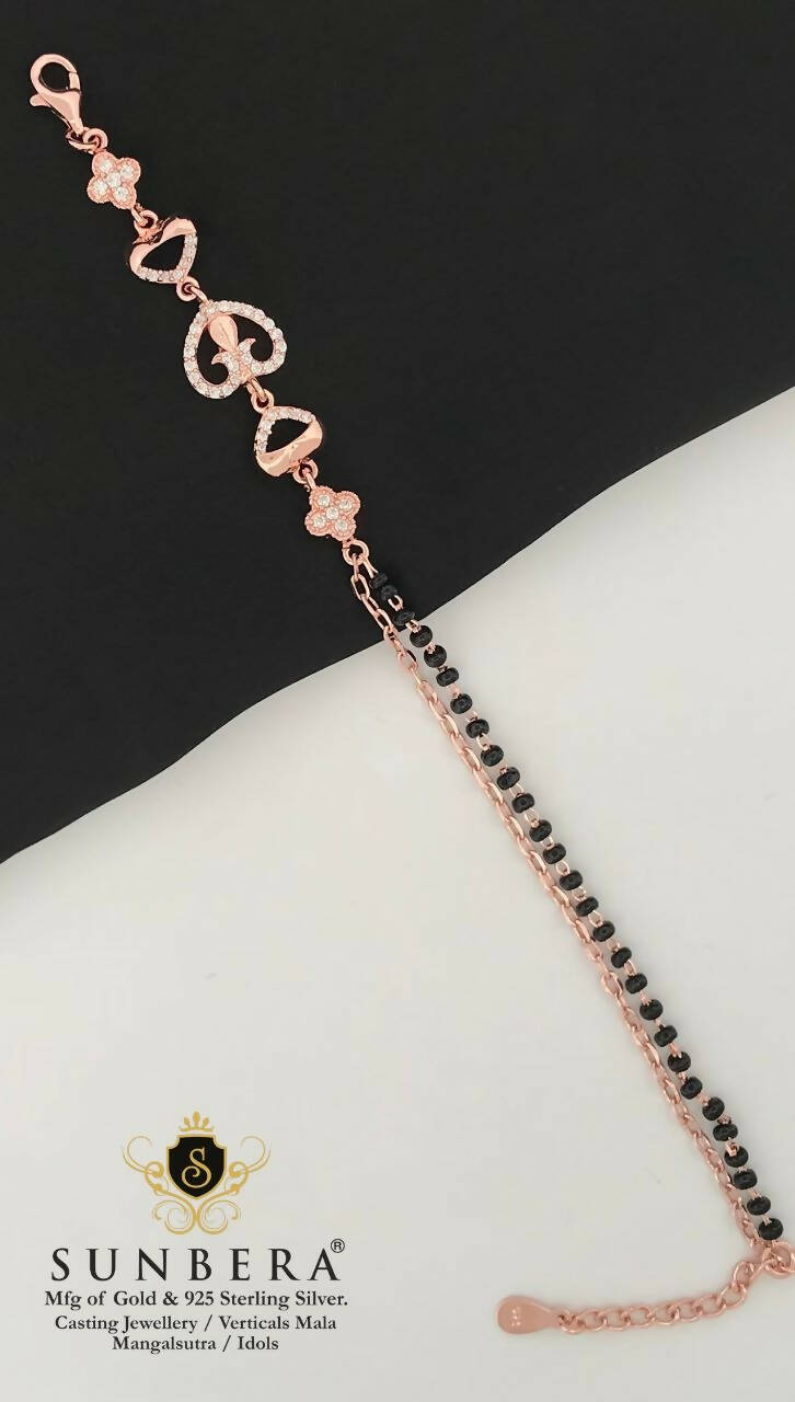 925 Silver Rose Gold Mangalsutra Bracelet Sarafa Bazar India