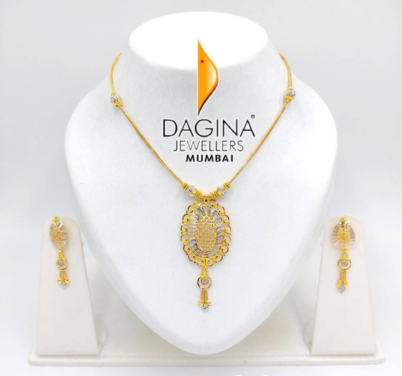 Fancy Rhodium Gold Chain Set Sarafa Bazar India