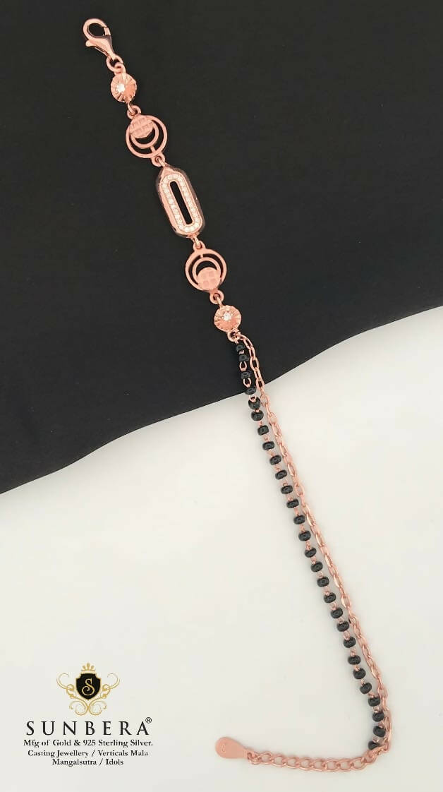 925 Silver Rose Gold Mangalsutra Bracelet Sarafa Bazar India