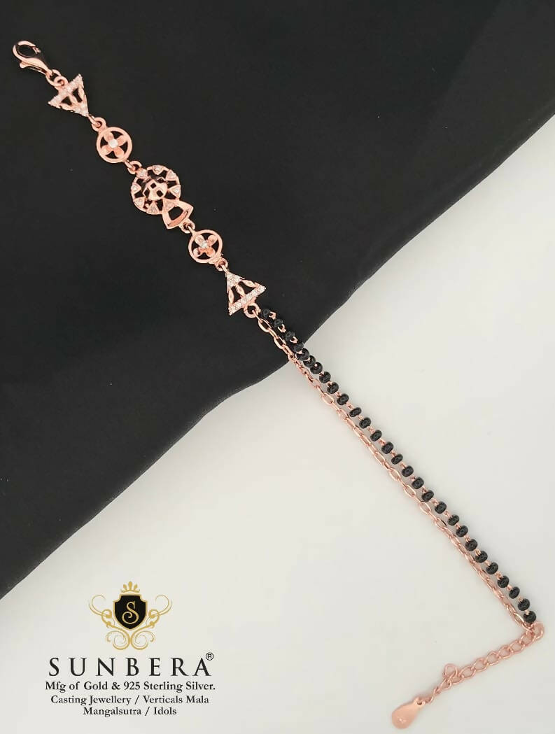 925 Silver Rose Gold Mangalsutra Bracelet Sarafa Bazar India