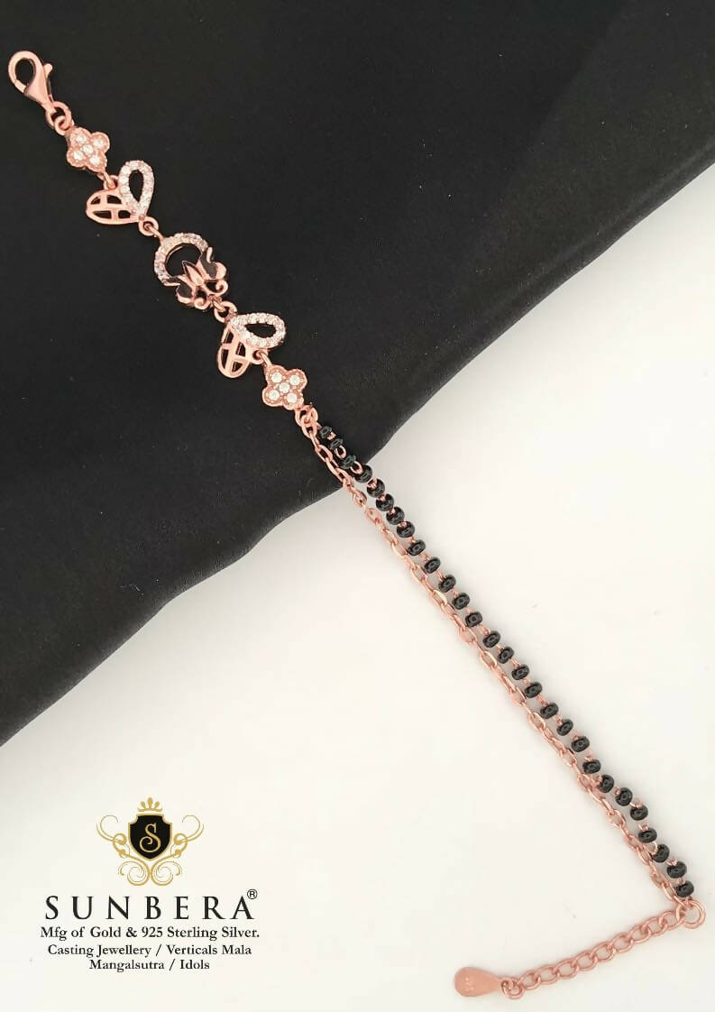 925 Silver Rose Gold Mangalsutra Bracelet Sarafa Bazar India