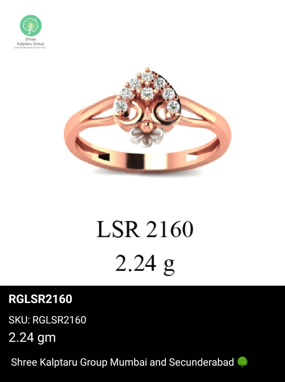 Light weight Rose Gold Ladies Rings Sarafa Bazar India