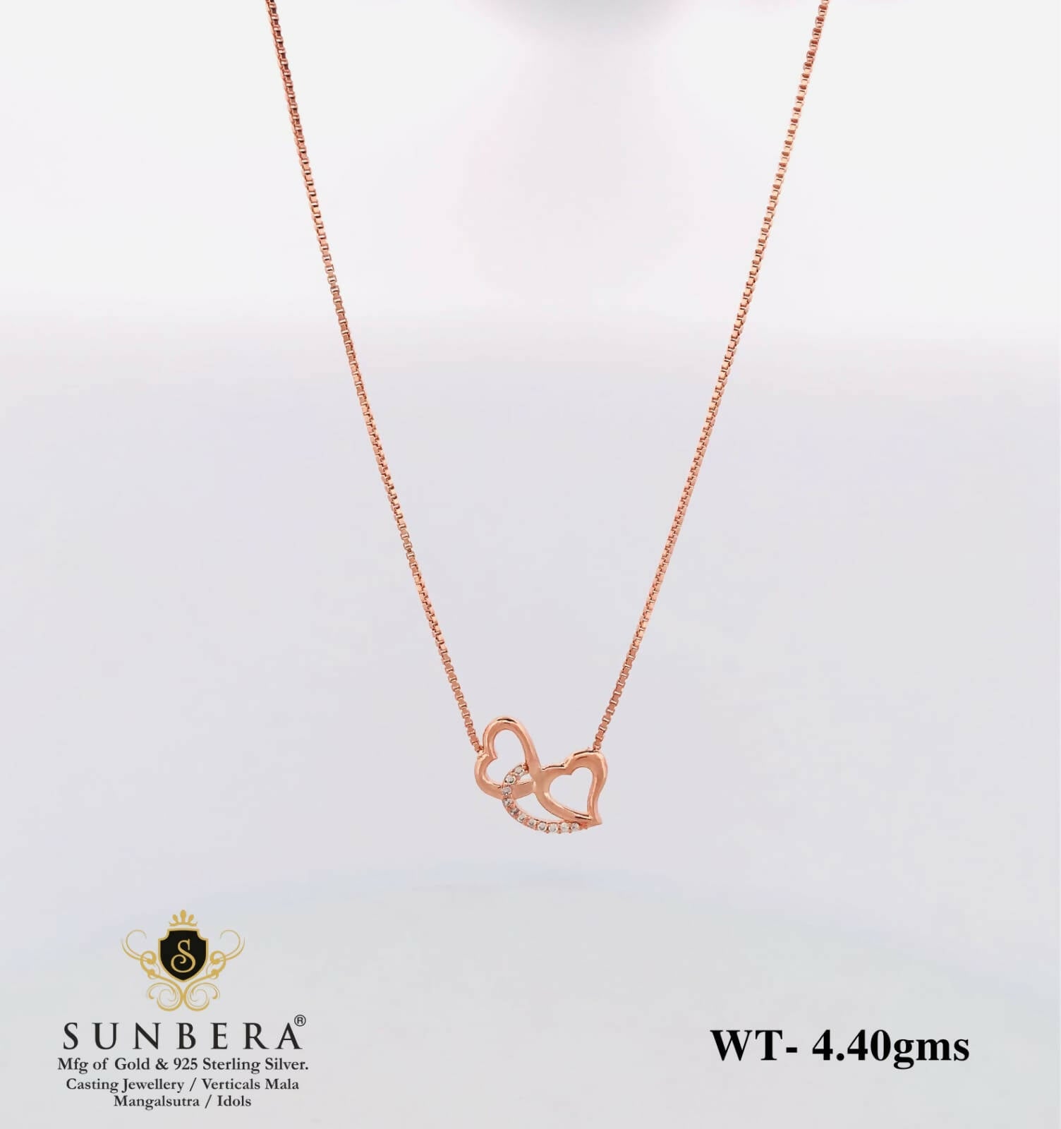 925 Silver Rose Gold Chain Set Sarafa Bazar India