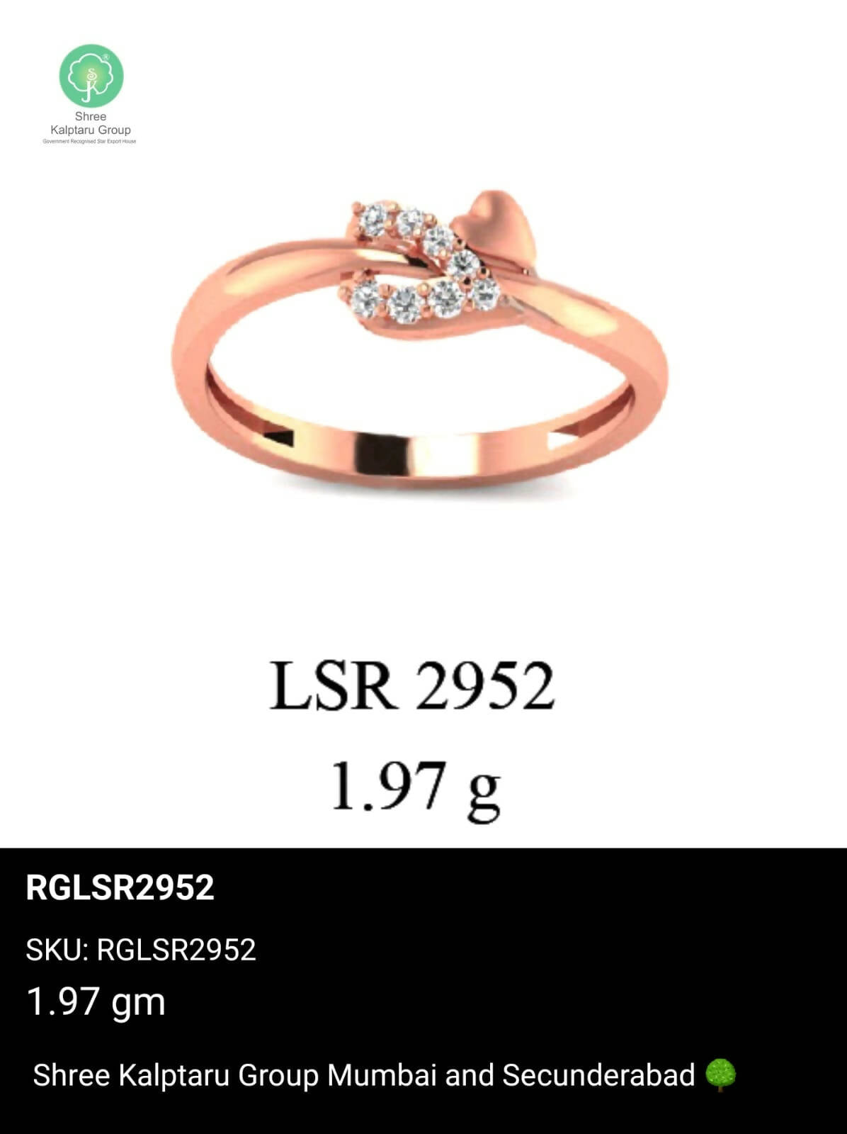 Light weight Rose Gold Ladies Rings Sarafa Bazar India