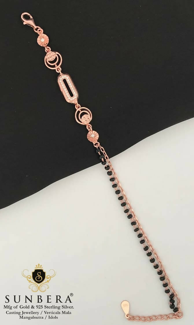 925 Silver Rose Gold Magalsutra Bracelet Sarafa Bazar India