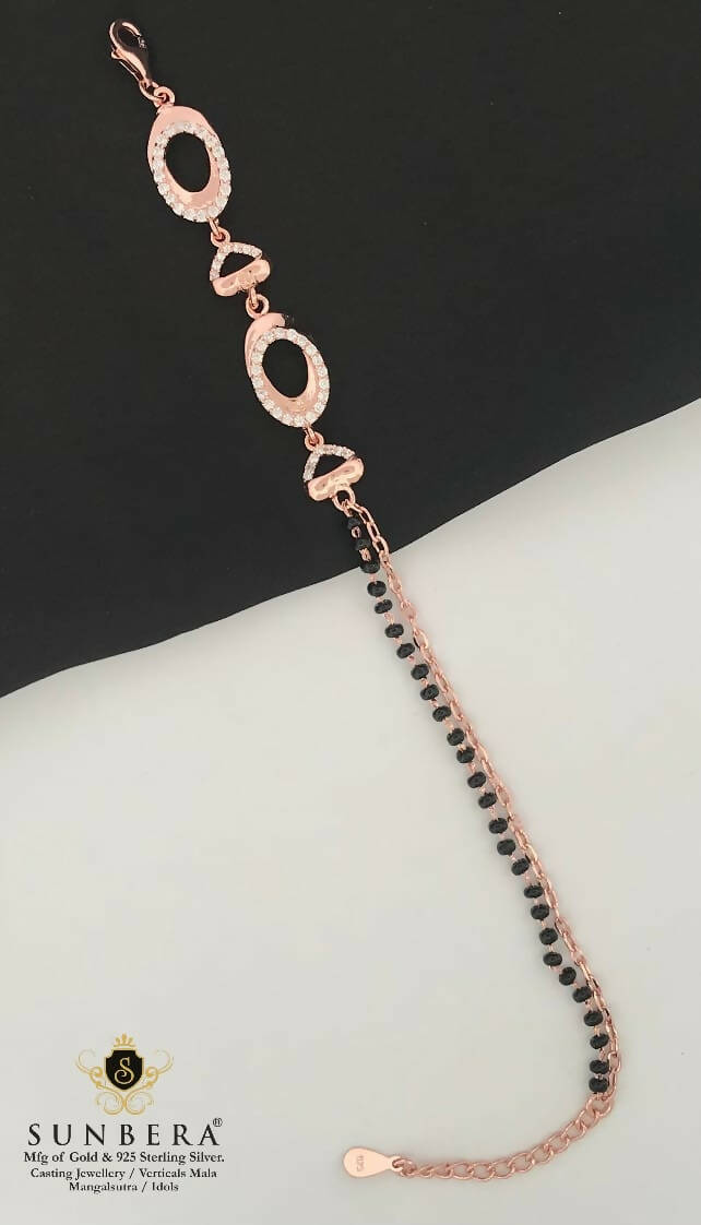 925 Silver Rose Gold Mangalsutra Bracelet Sarafa Bazar India