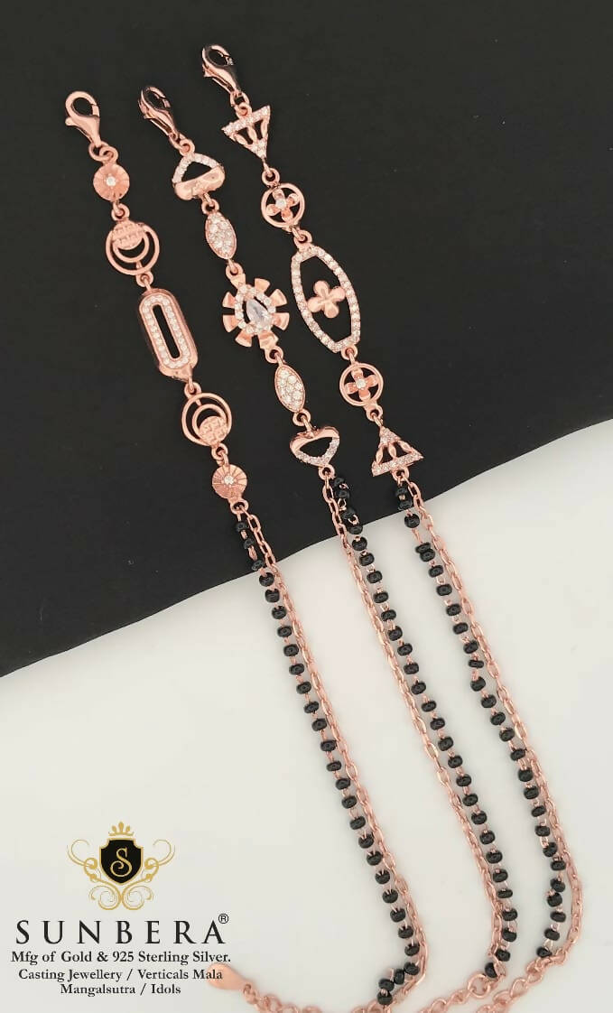 925 Silver Rose Gold Mangalsutra Bracelet Sarafa Bazar India