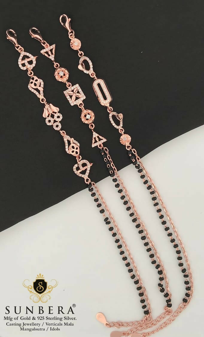 925 Silver Rose Gold Mangalsutra Bracelet Sarafa Bazar India