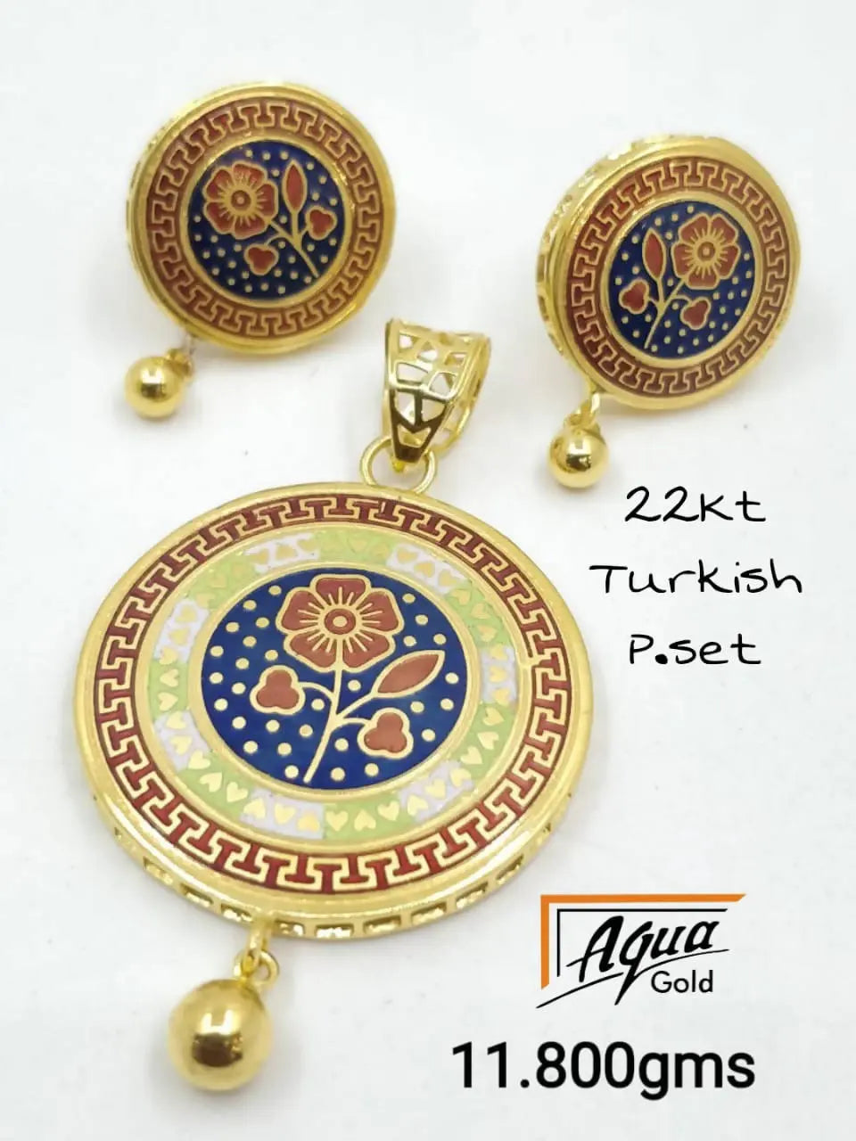 Turkish Enamel Pendant Set Sarafa Bazar India