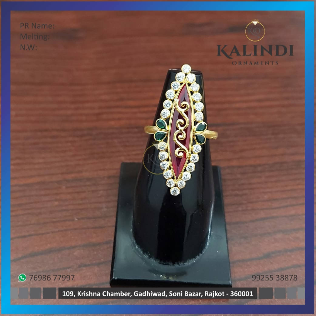 Light Weight Gold Stone Ladies Ring Sarafa Bazar India