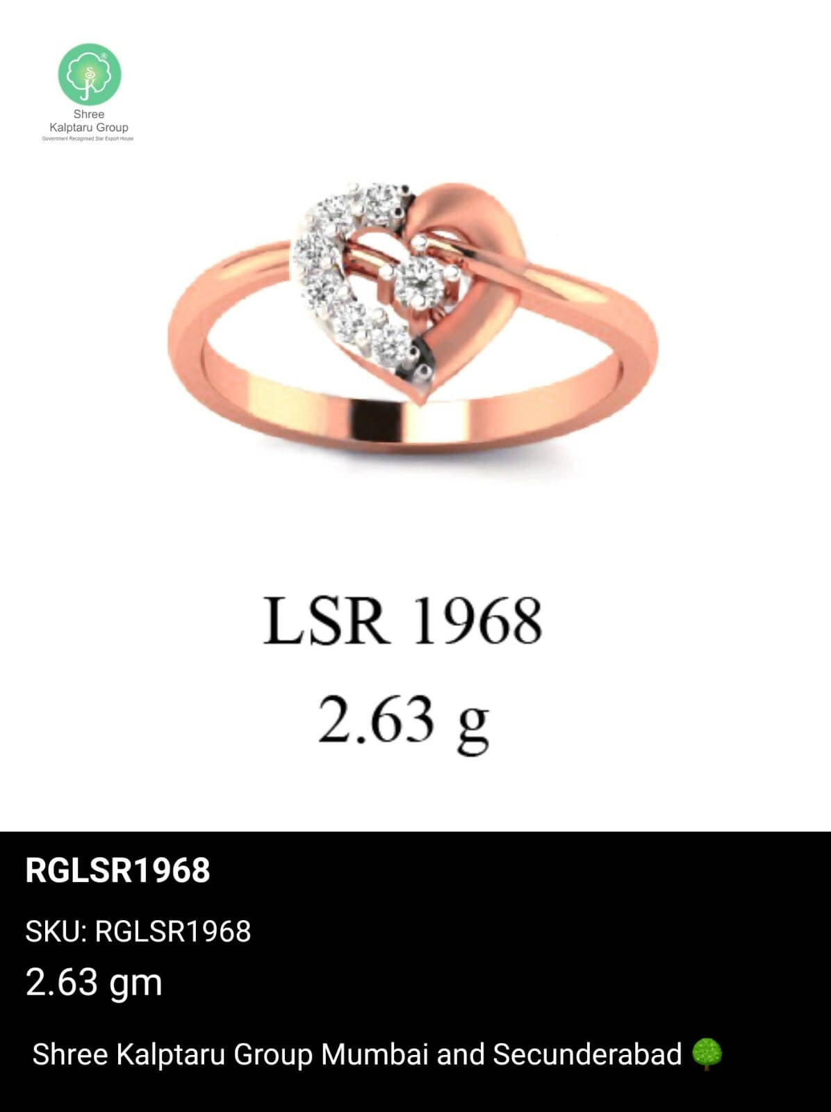 Light weight Rose Gold Ladies Rings Sarafa Bazar India