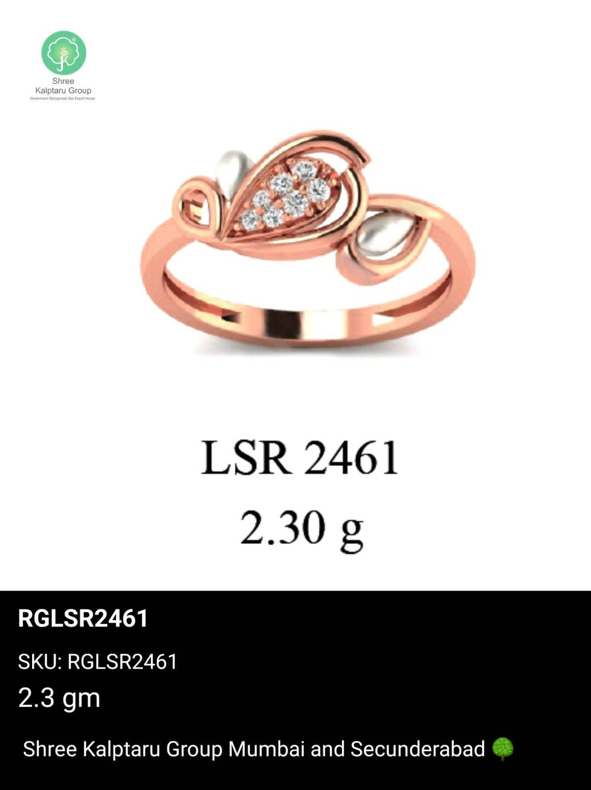 Light weight Rose Gold Ladies Rings Sarafa Bazar India