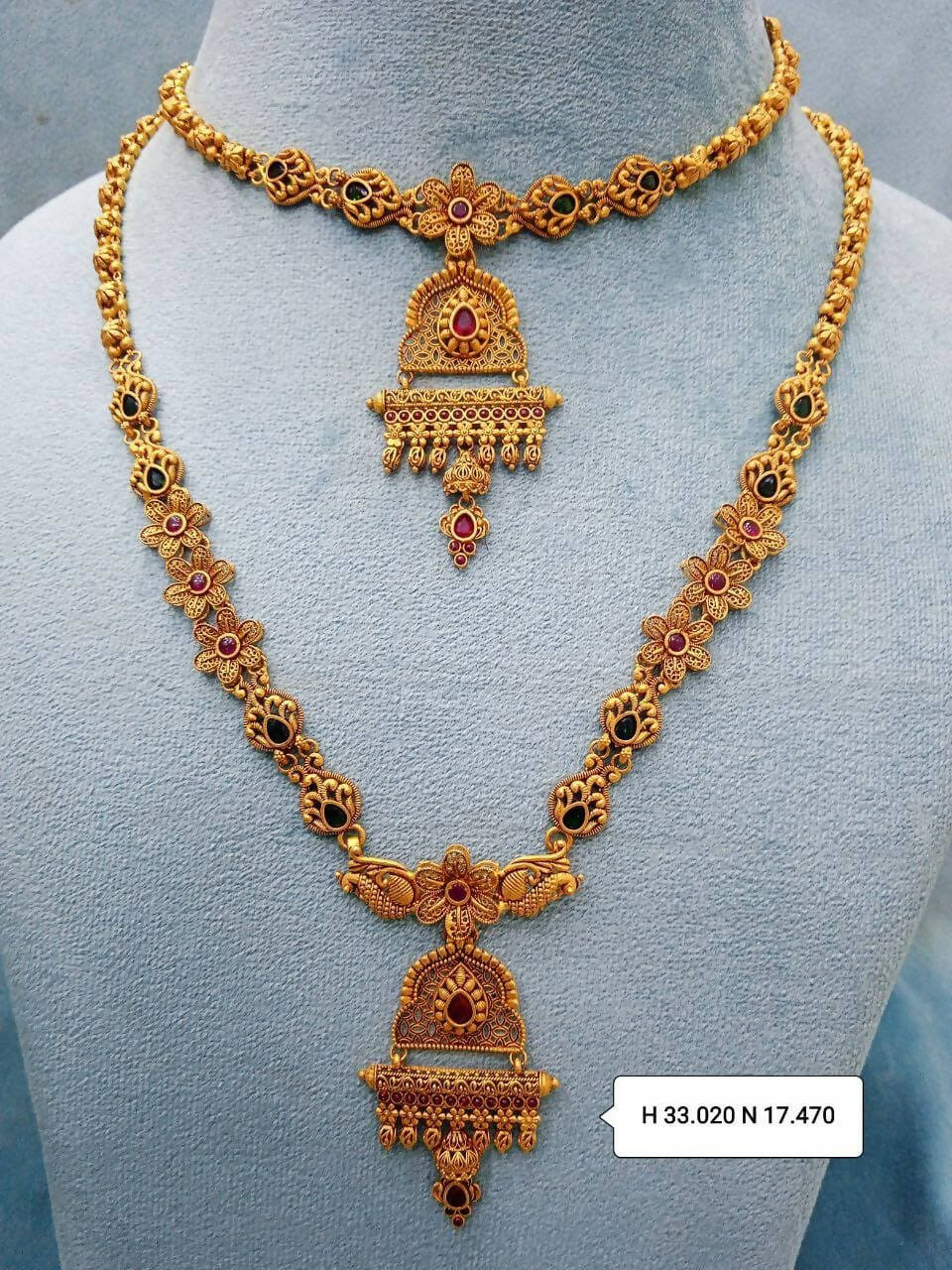 Antique Temple Necklace & Long Set Sarafa Bazar India