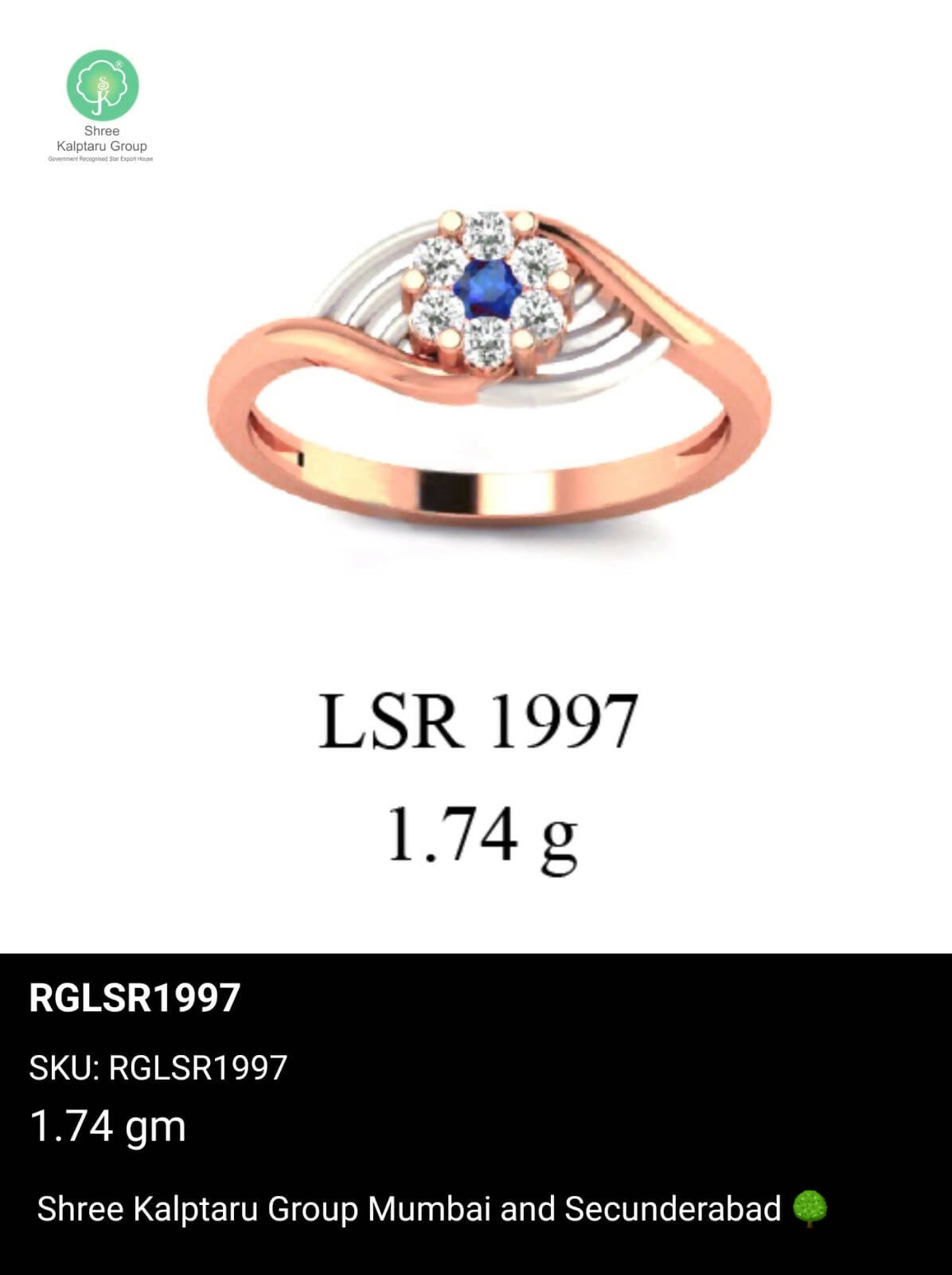 Light weight Rose Gold Ladies Rings Sarafa Bazar India