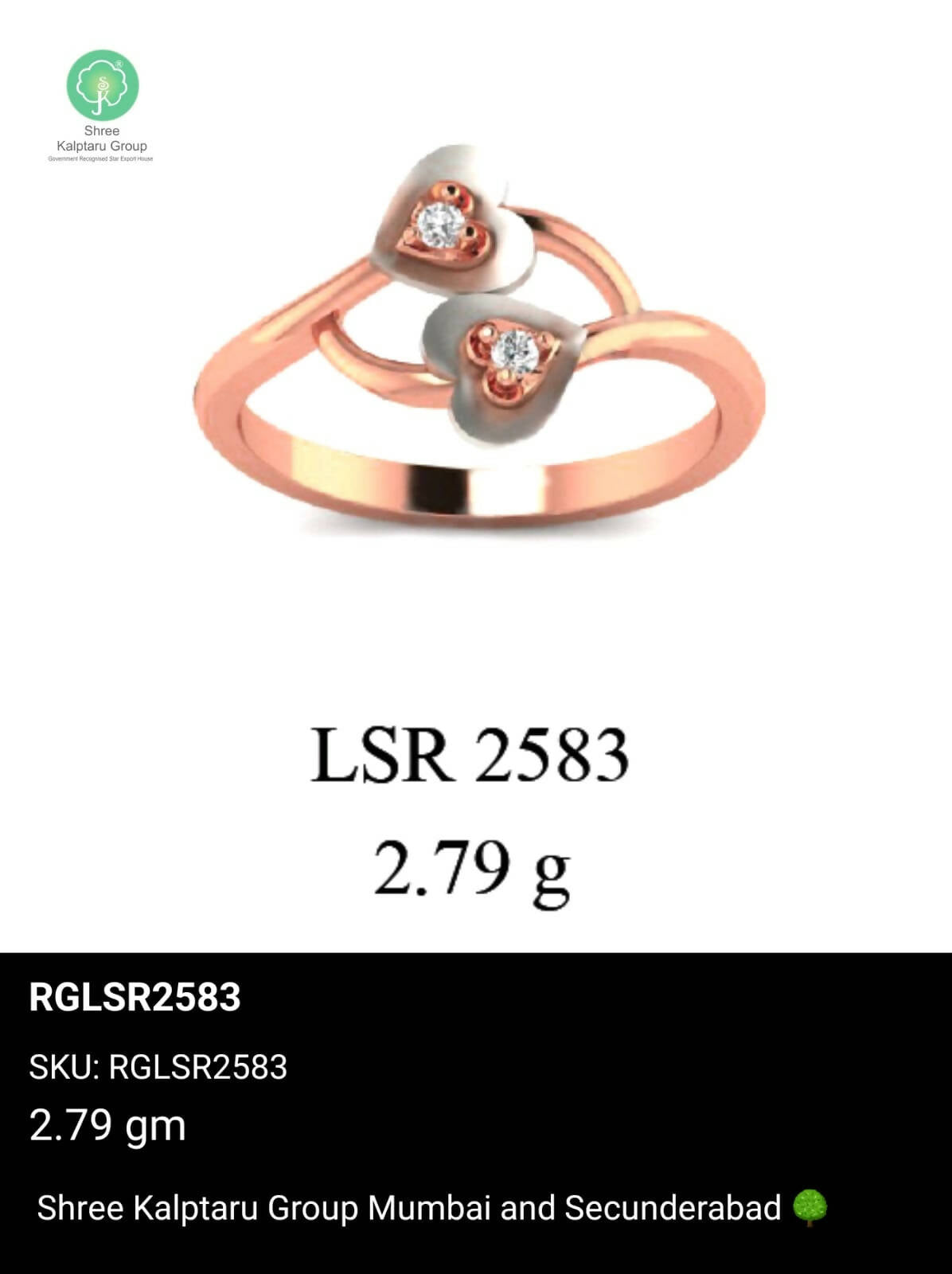 Light weight Rose Gold Ladies Rings Sarafa Bazar India