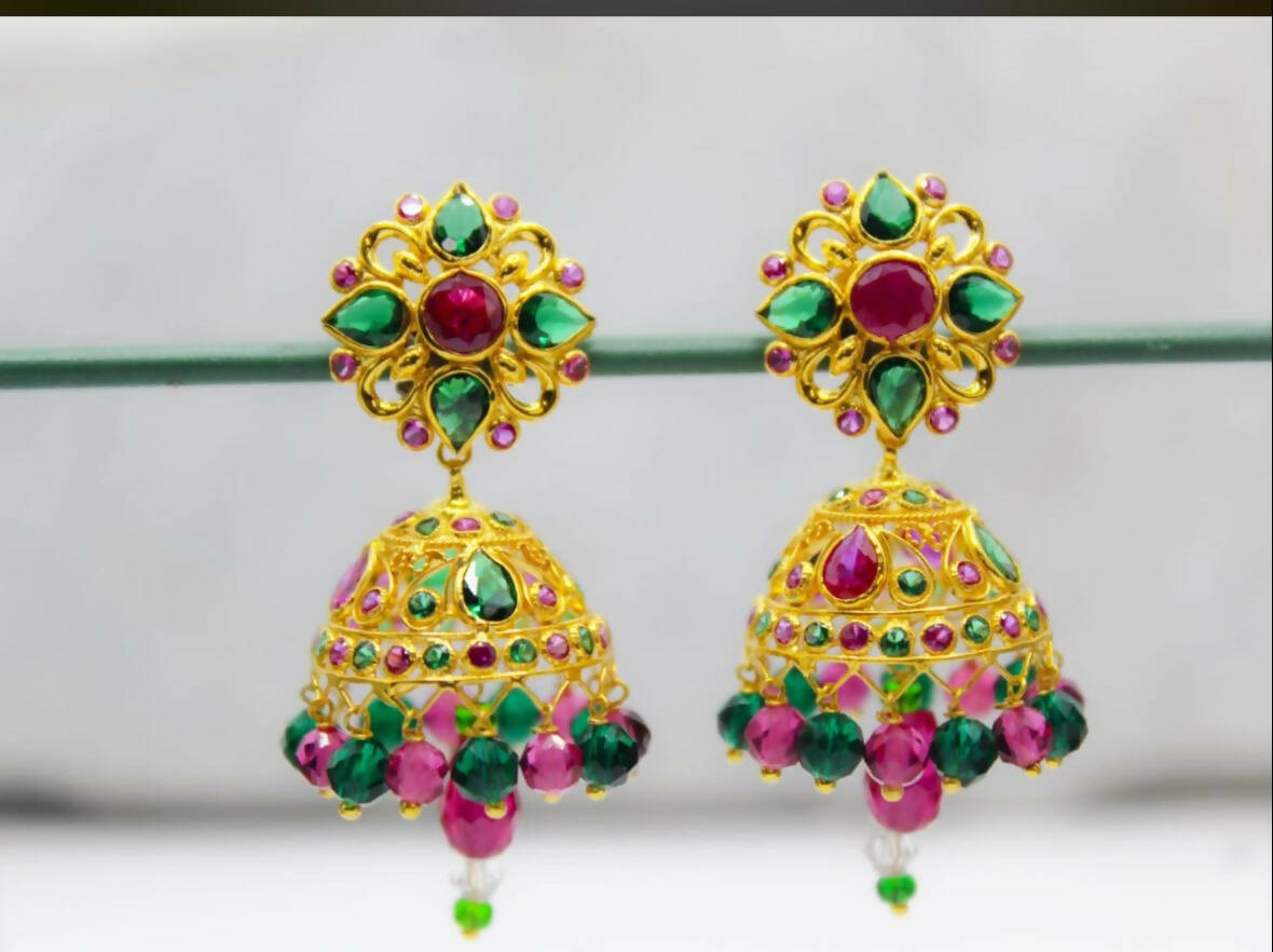 Light Weight Gold Stone Earring Sarafa Bazar India