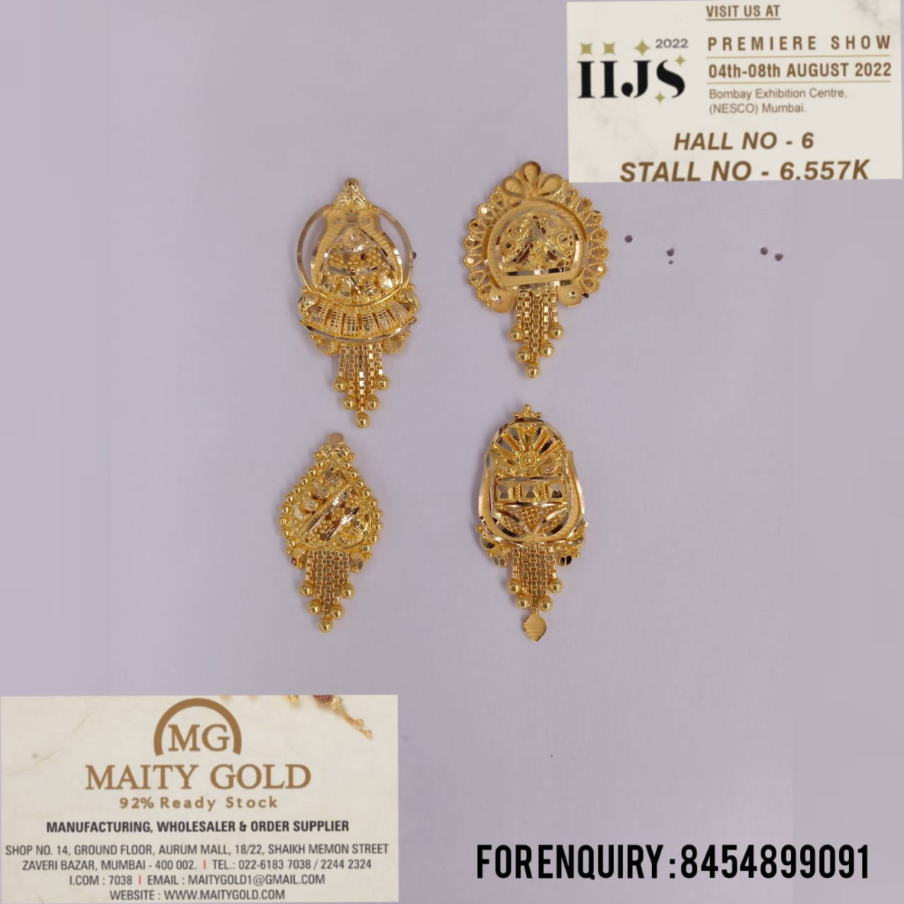 235-GER7199 Gold Earrings at best price in Hyderabad by Totaram Papalal &  Sons | ID: 15941900373