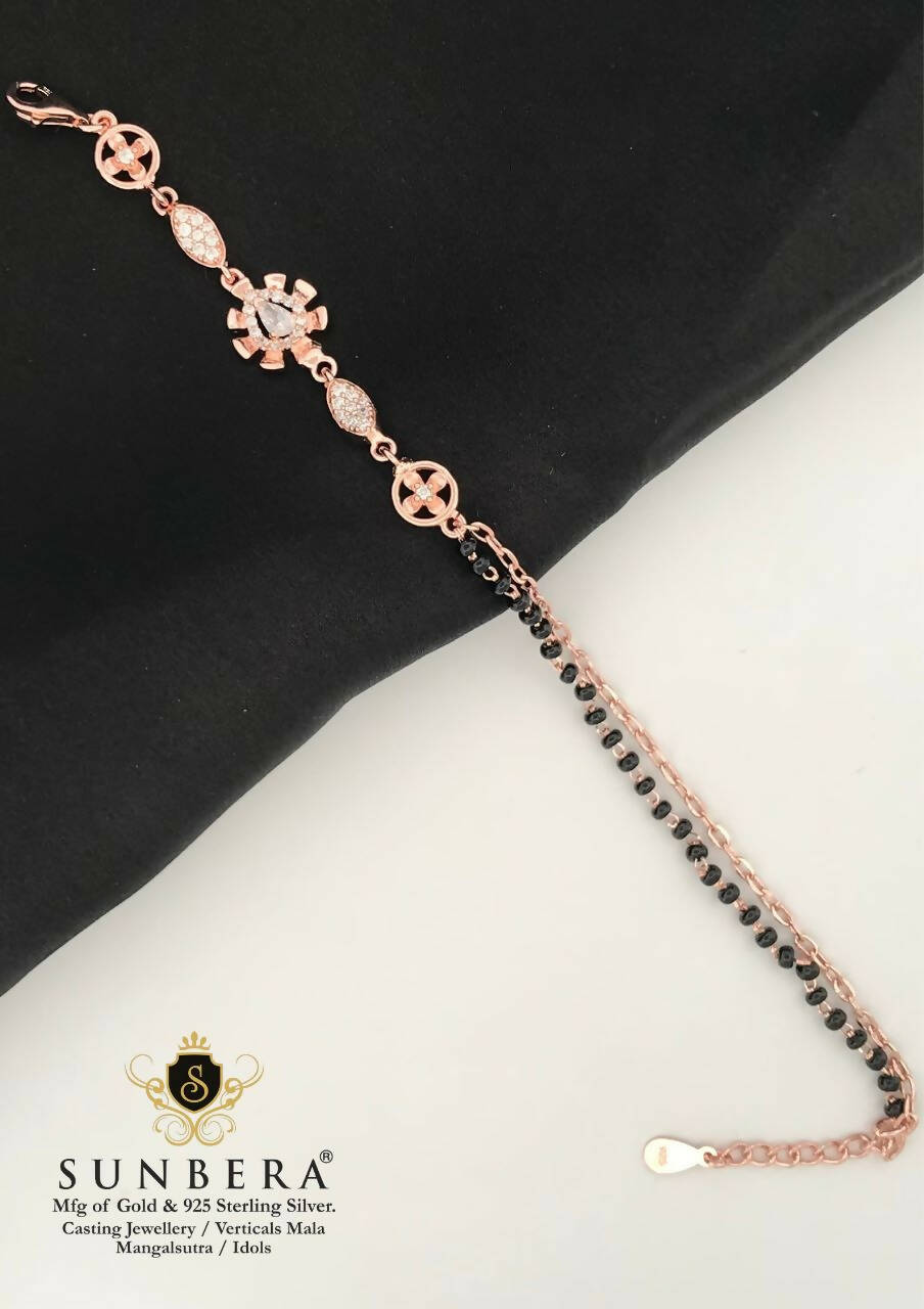 925 Silver Rose Gold Mangalsutra Bracelet Sarafa Bazar India