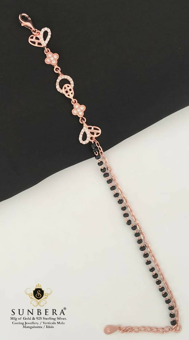 925 Silver Rose Gold Mangalsutra Bracelet Sarafa Bazar India