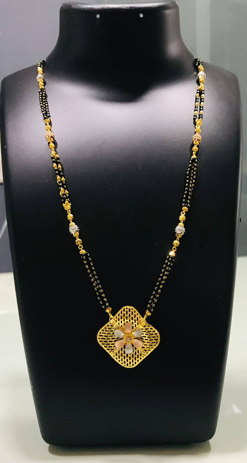 Fancy Rhodium Gold Mangalsutra Sarafa Bazar India