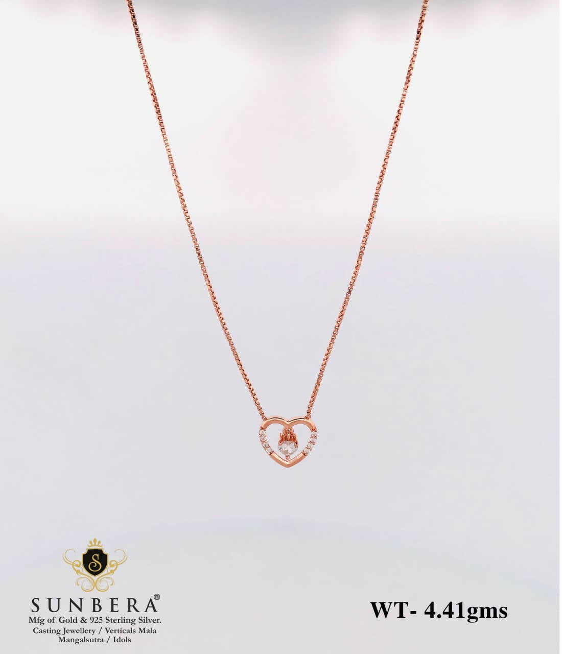 925 Silver Rose Gold Chain Set Sarafa Bazar India