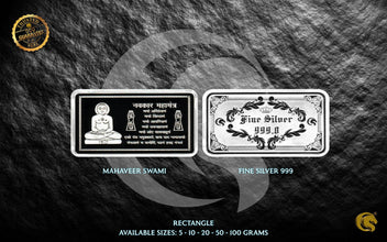 Rectangle Gods and Goddesses Silver Bars 999 | Omkar Mint Sarafa Bazar