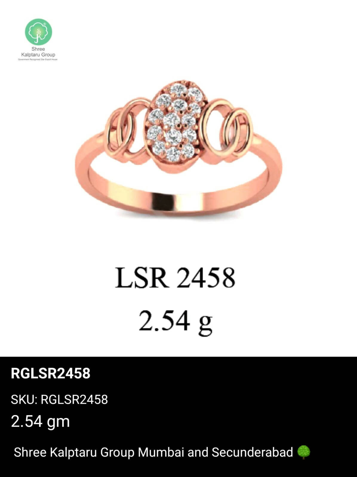 Light weight Rose Gold Ladies Rings Sarafa Bazar India