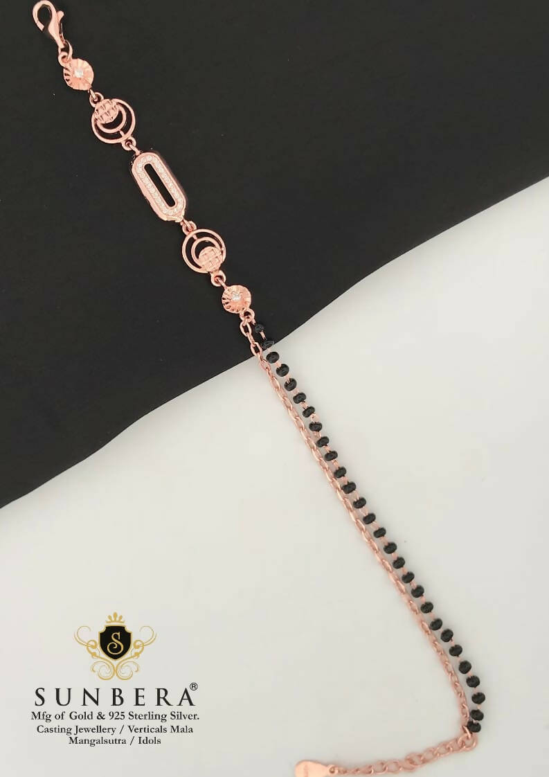 925 Silver Rose Gold Mangalsutra Barcelet Sarafa Bazar India