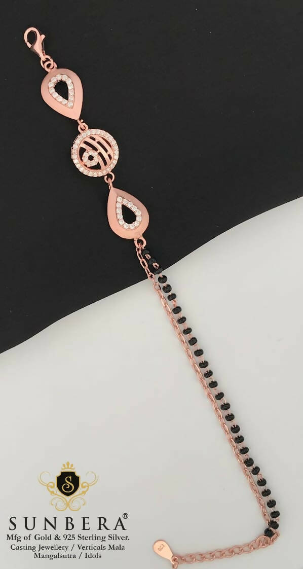 925 Silver Rose Gold Mangalsutra Bracelet Sarafa Bazar India