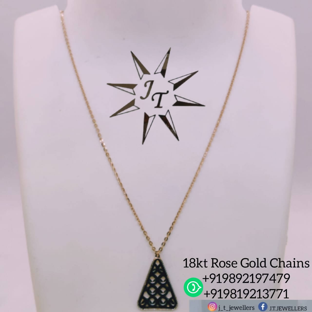 18kt Rose Gold Chains Sarafa Bazar India