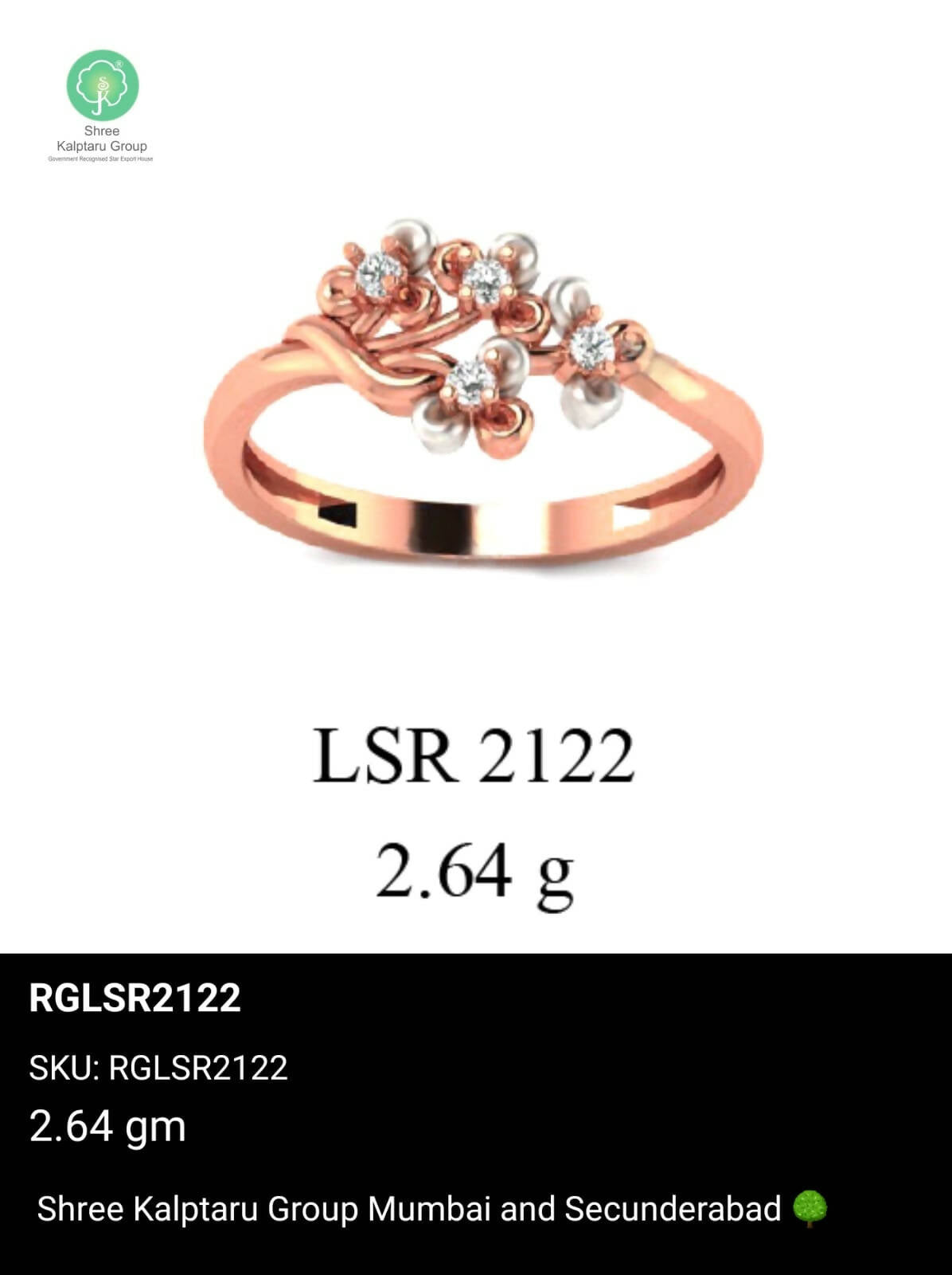 Light weight Rose Gold Ladies Rings Sarafa Bazar India