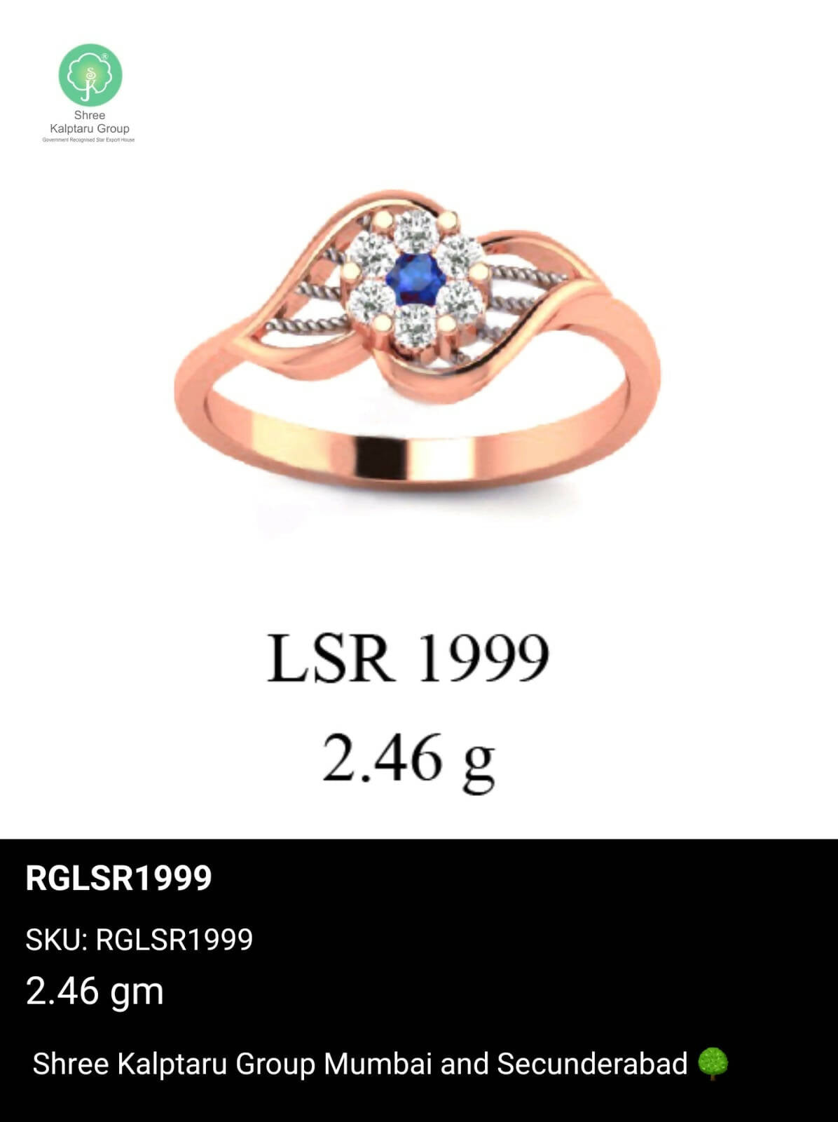 Light weight Rose Gold Ladies Rings Sarafa Bazar India