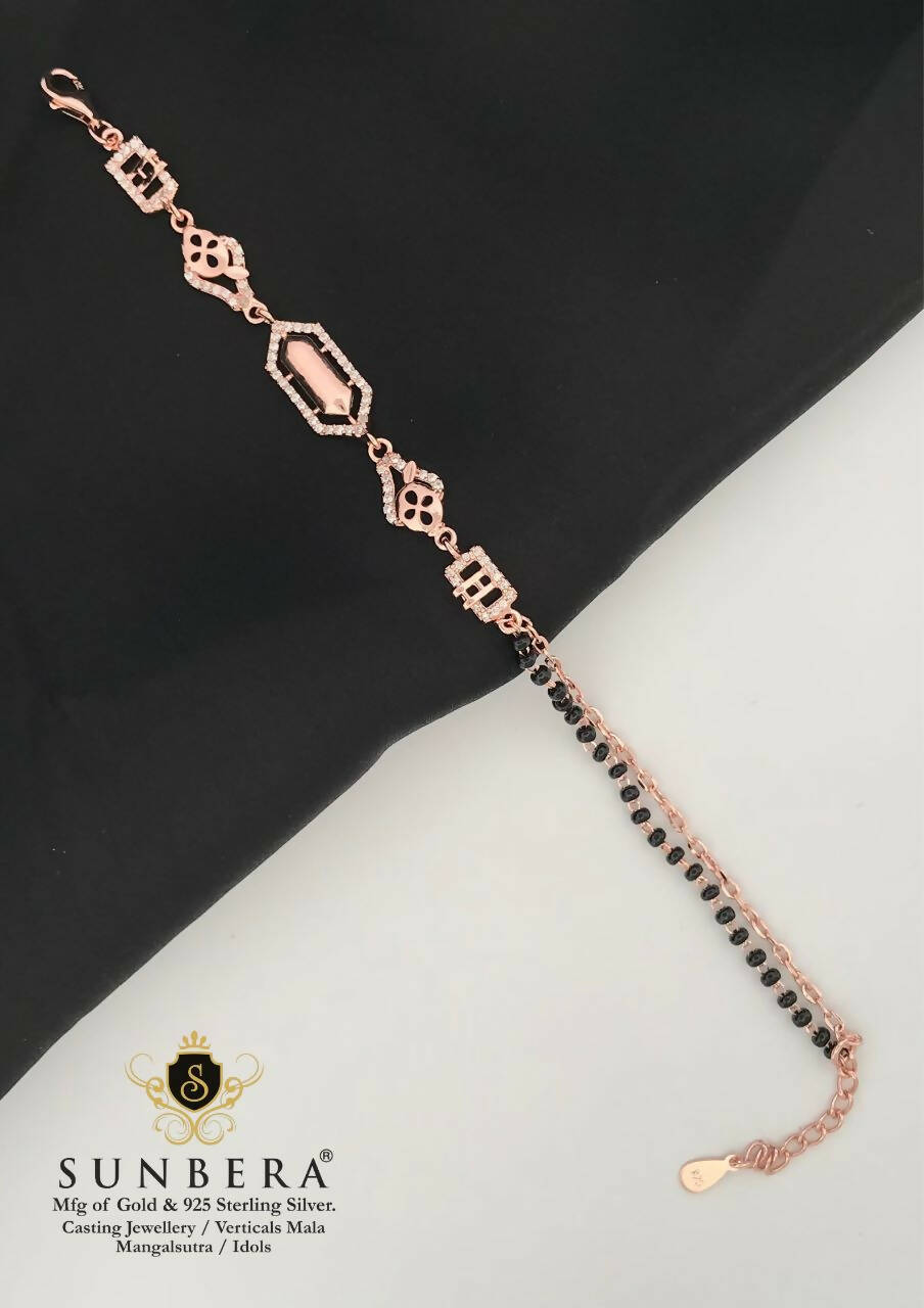 925 Silver Rose Gold Mangalsutra Bracelet Sarafa Bazar India