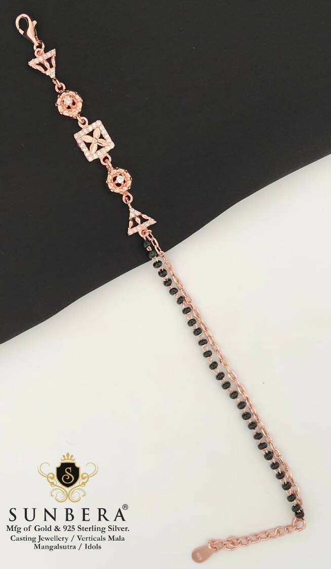 925 Silver Rose Gold Mangalsutra Barcelet Sarafa Bazar India