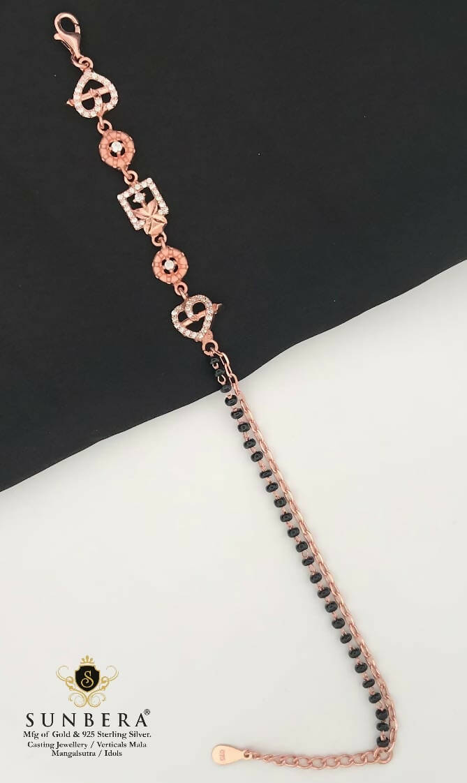 925 Silver Rose Gold Mangalsutra Bracelet Sarafa Bazar India