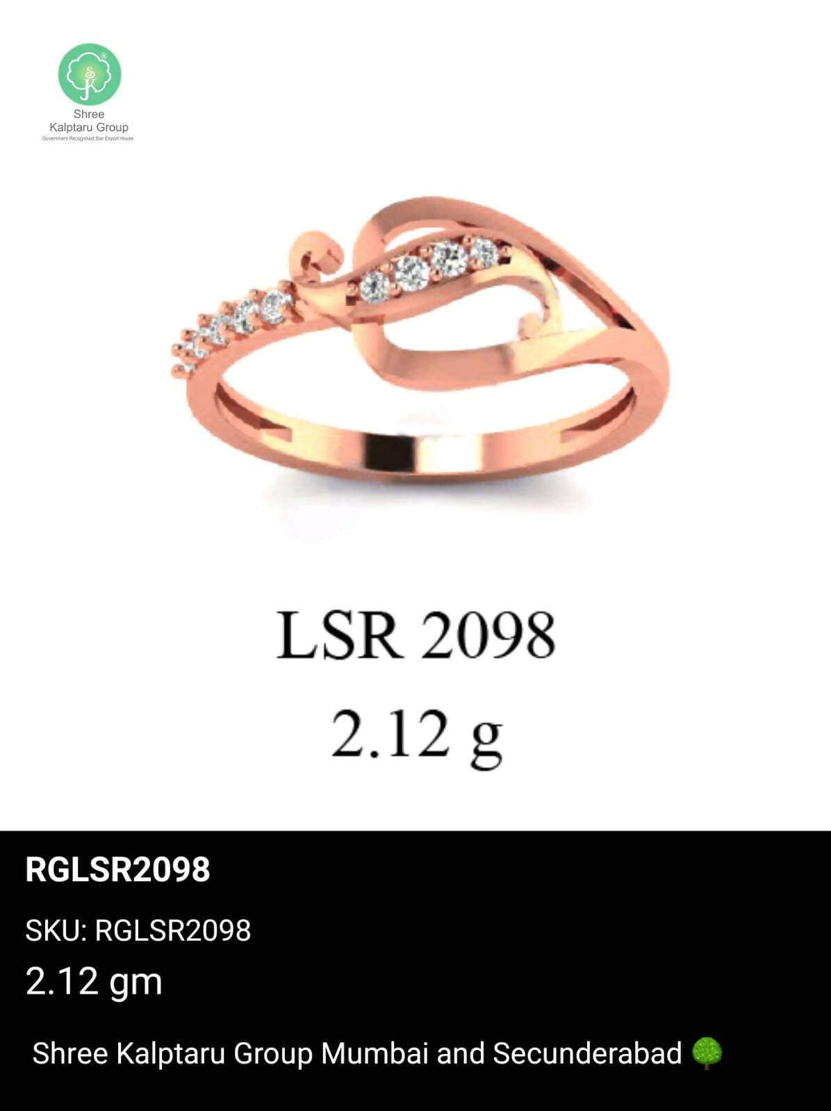 Light weight Rose Gold Ladies Rings Sarafa Bazar India