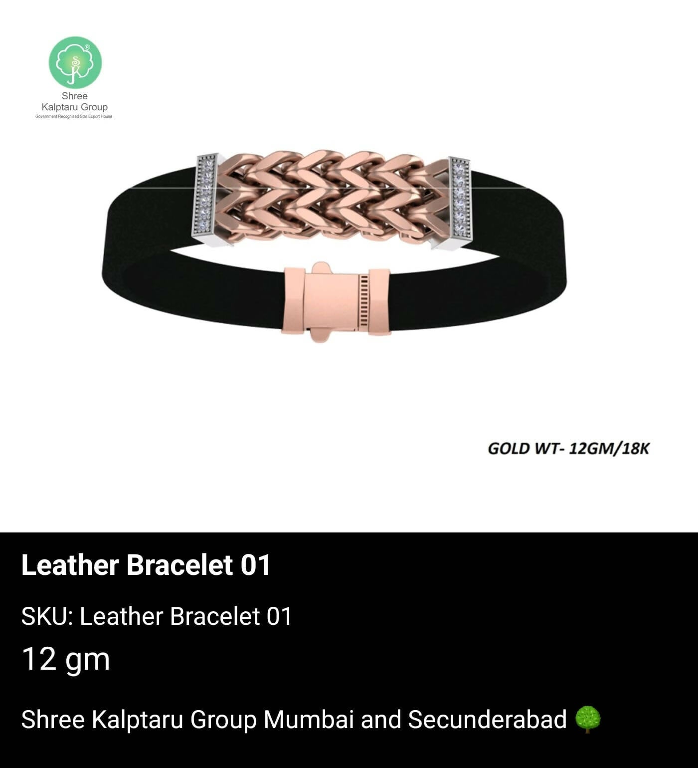 Rose Gold Gents Bracelet Sarafa Bazar India