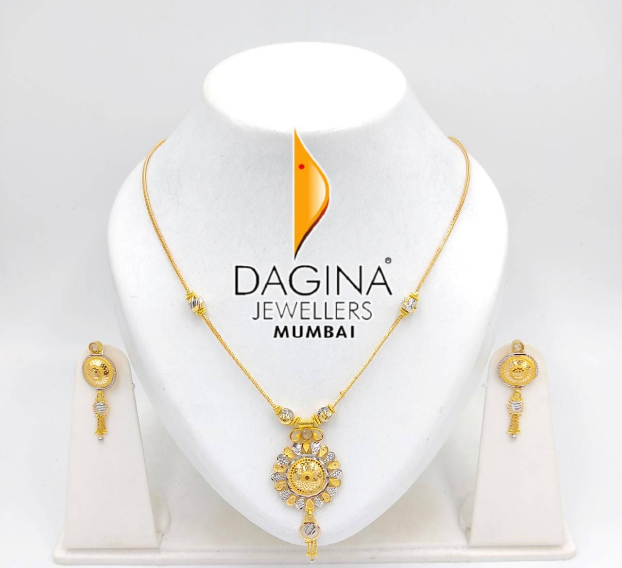 Fancy Rhodium Gold Chain Set Sarafa Bazar India