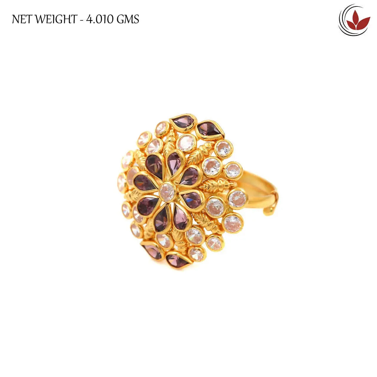 Light Weight Gold Stone Ladies Ring Sarafa Bazar India