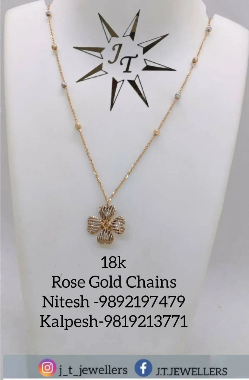 18kt Rose Gold Chain Sarafa Bazar India