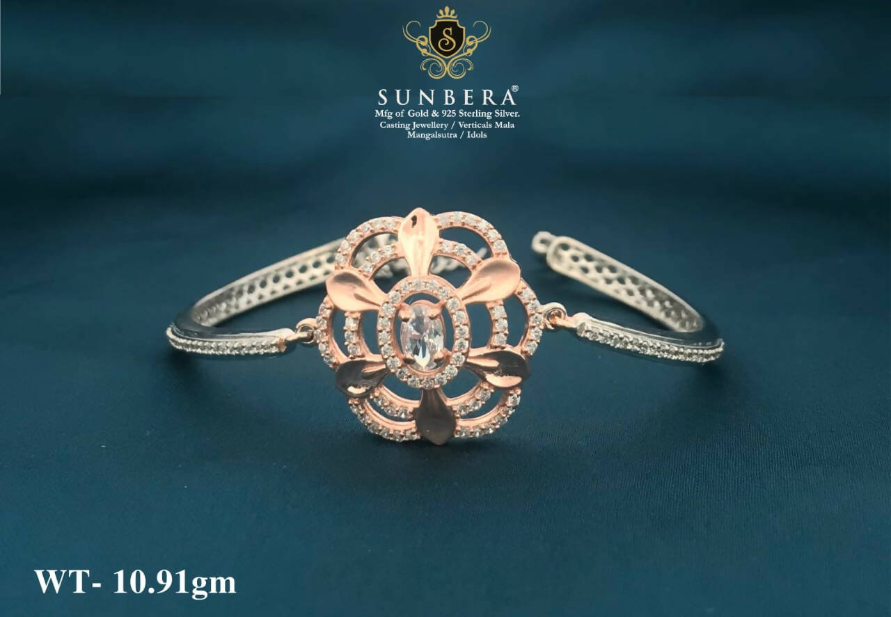 925 Silver Rose Gold Ladies Bracelet Sarafa Bazar India