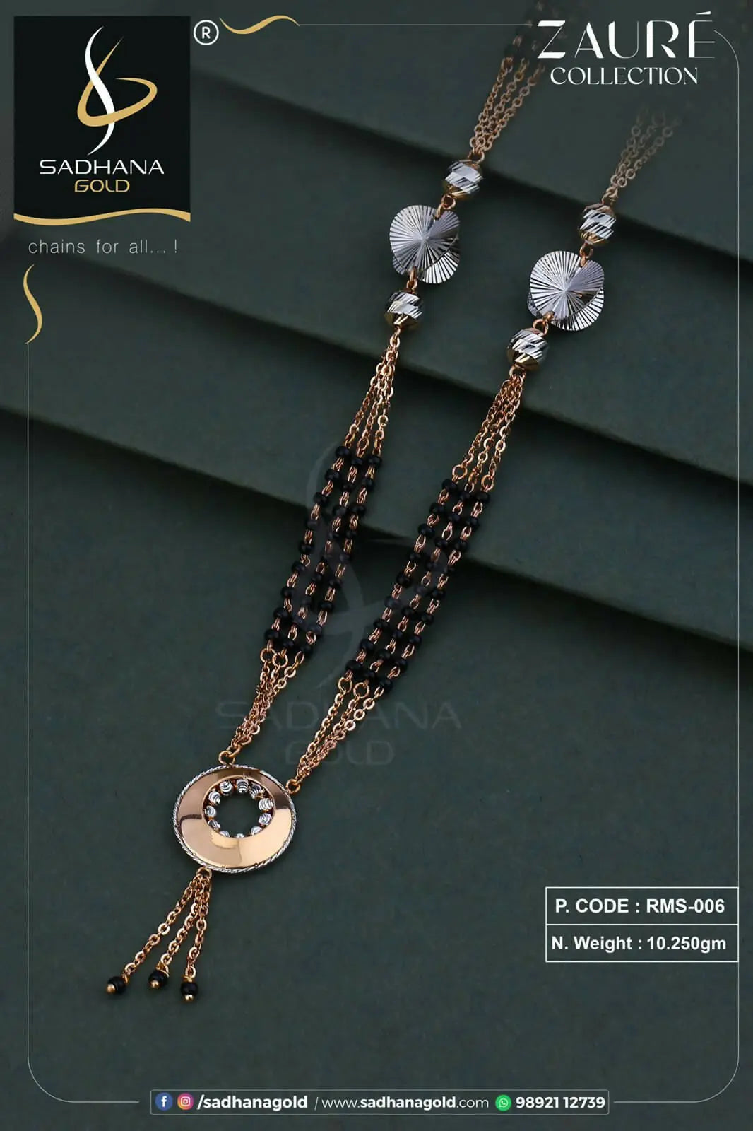 Rose Gold Italian Mangalsutra Sarafa Bazar India