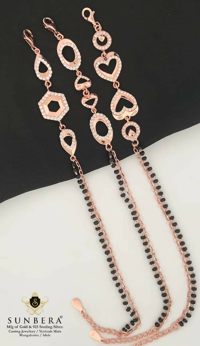 925 Silver Rose Gold Mangalsutra Bracelet Sarafa Bazar India