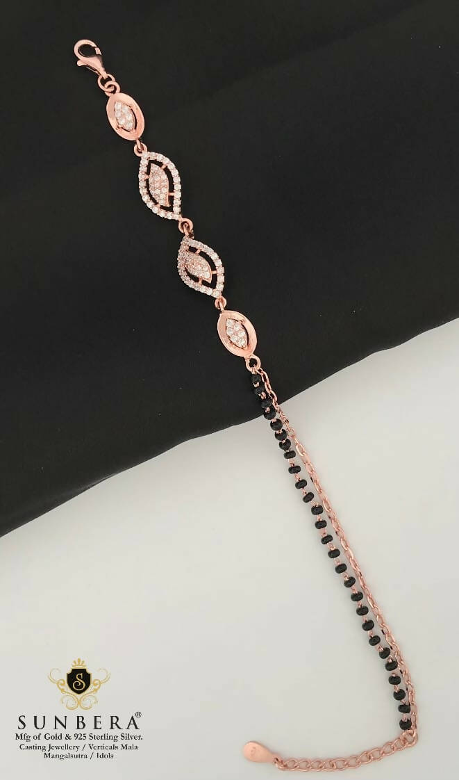 925 Silver Rose Gold Mangalsutra Bracelet Sarafa Bazar India