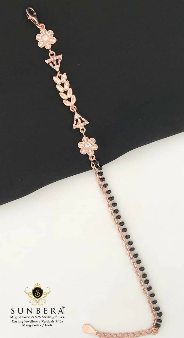 925 Silver Rose Gold Mangalsutra Bracelet Sarafa Bazar India